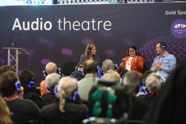 A panel at the Audio Theatre